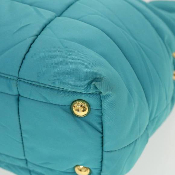 PRADA Quilted Hand Bag Nylon 2way Turquoise Blue Auth 40351 - Picture 14 of 16